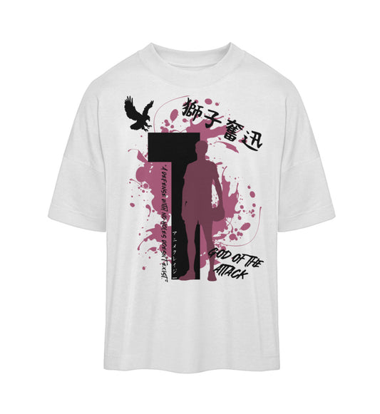 "God Of The Attack" Front Organic Oversized Shirt