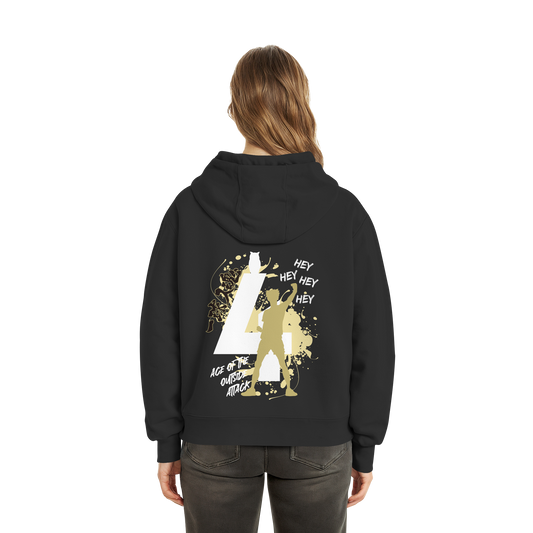 "Ace Of The Outside Attack" Back Black Fluffy Boxcut Hoodie