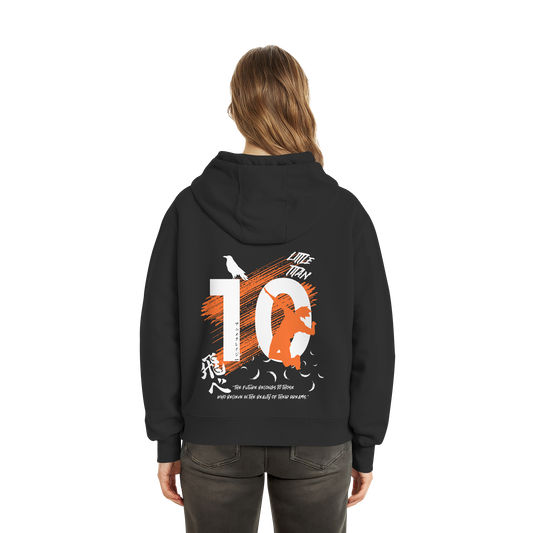 "Little Titan" Back Black Fluffy Boxcut Hoodie