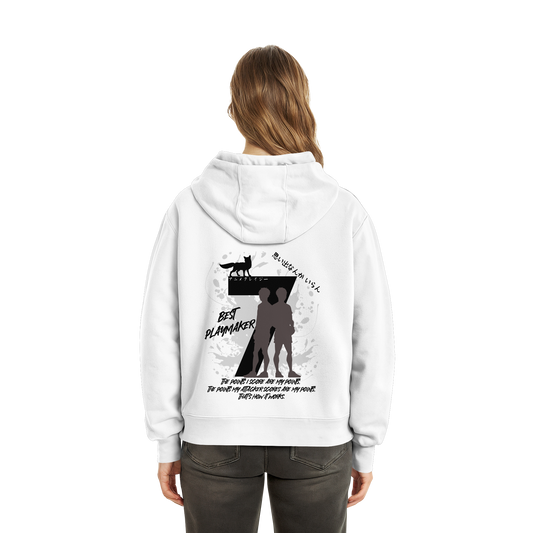 "Best Playmaker" Back White Fluffy Boxcut Hoodie