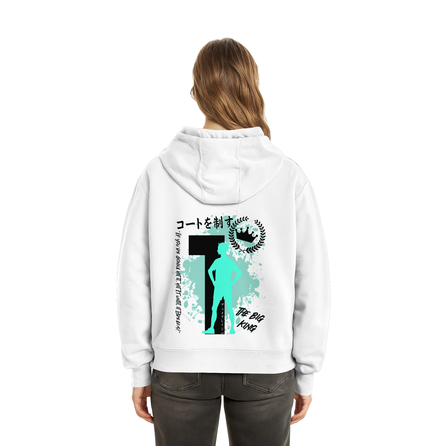 "The Big King" Back White Fluffy Boxcut Hoodie