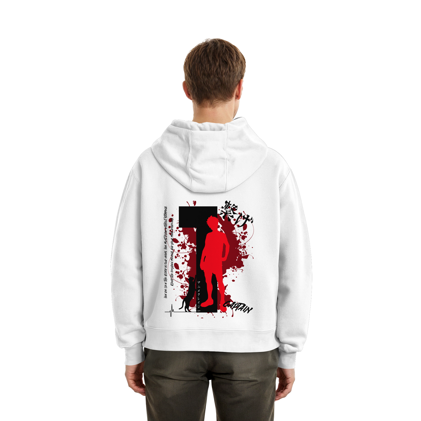 "Captain" Back White Fluffy Boxcut Hoodie