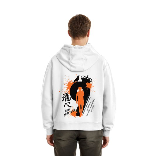 "King Of The Field" Back White Fluffy Boxcut Hoodie