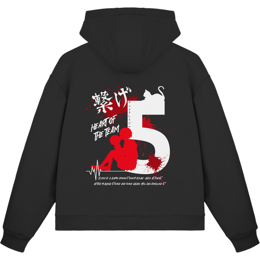"Heart Of The Team" Black Fluffy Boxcut Zipper