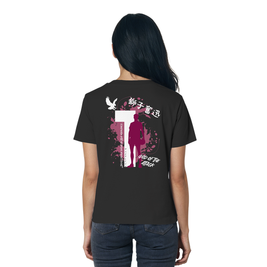 "God Of The Attack" Back Black Women Organic Shirt