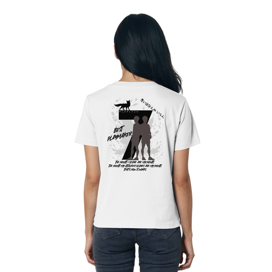 "Best Playmaker" Back White Women Organic Shirt
