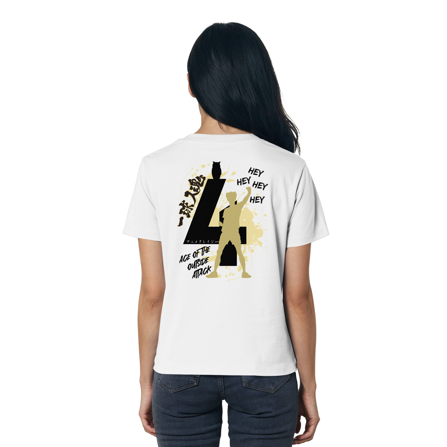 "Ace Of The Outside Attack" Back White Women Organic Shirtt