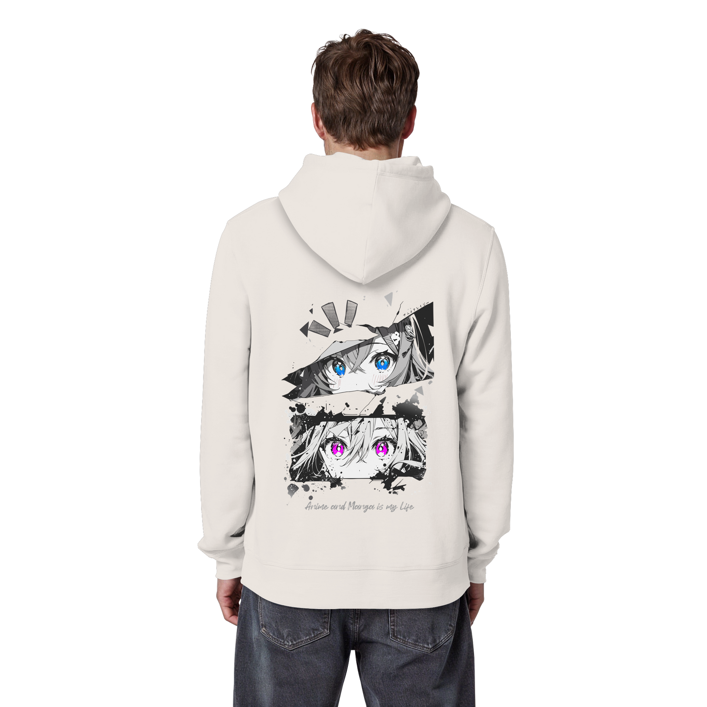 "Anime Eyes" Back - Organic Basic Hoodie