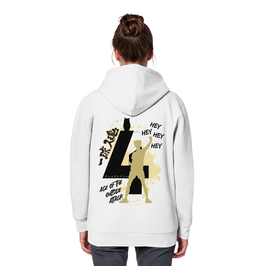"Ace Of The Outside Attack" Back White Organic Classic Hoodie