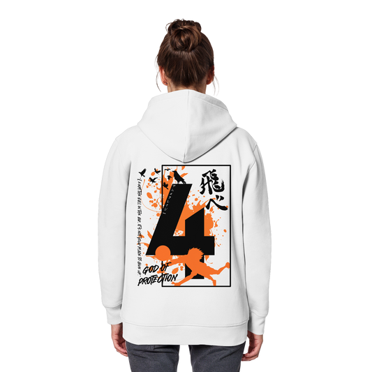 "God Of Protection" Back White Organic Classic Hoodie