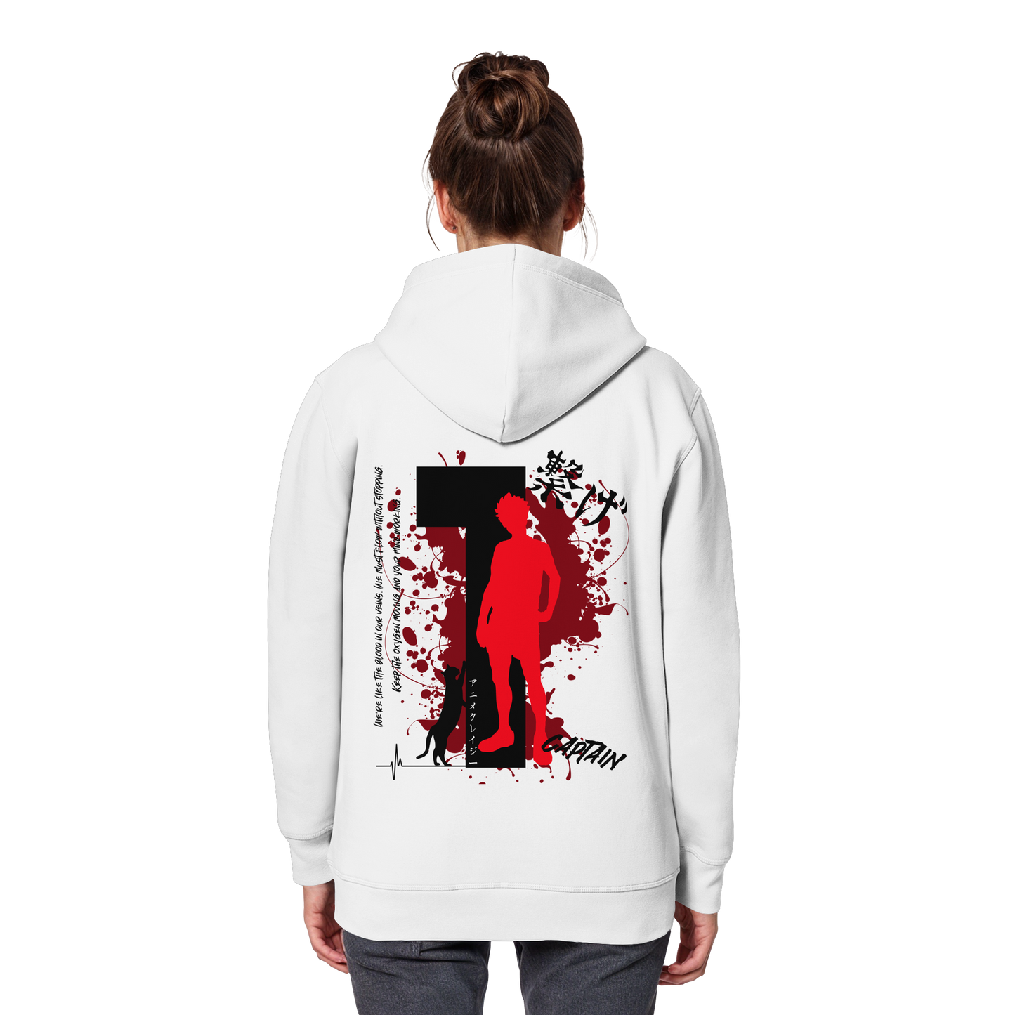 "Captain" Back White Organic Classic Hoodie