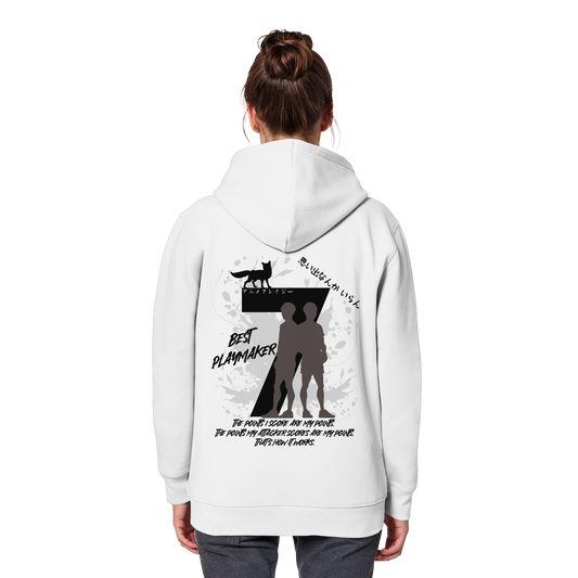 "Best Playmaker" Back White Organic Classic Hoodie