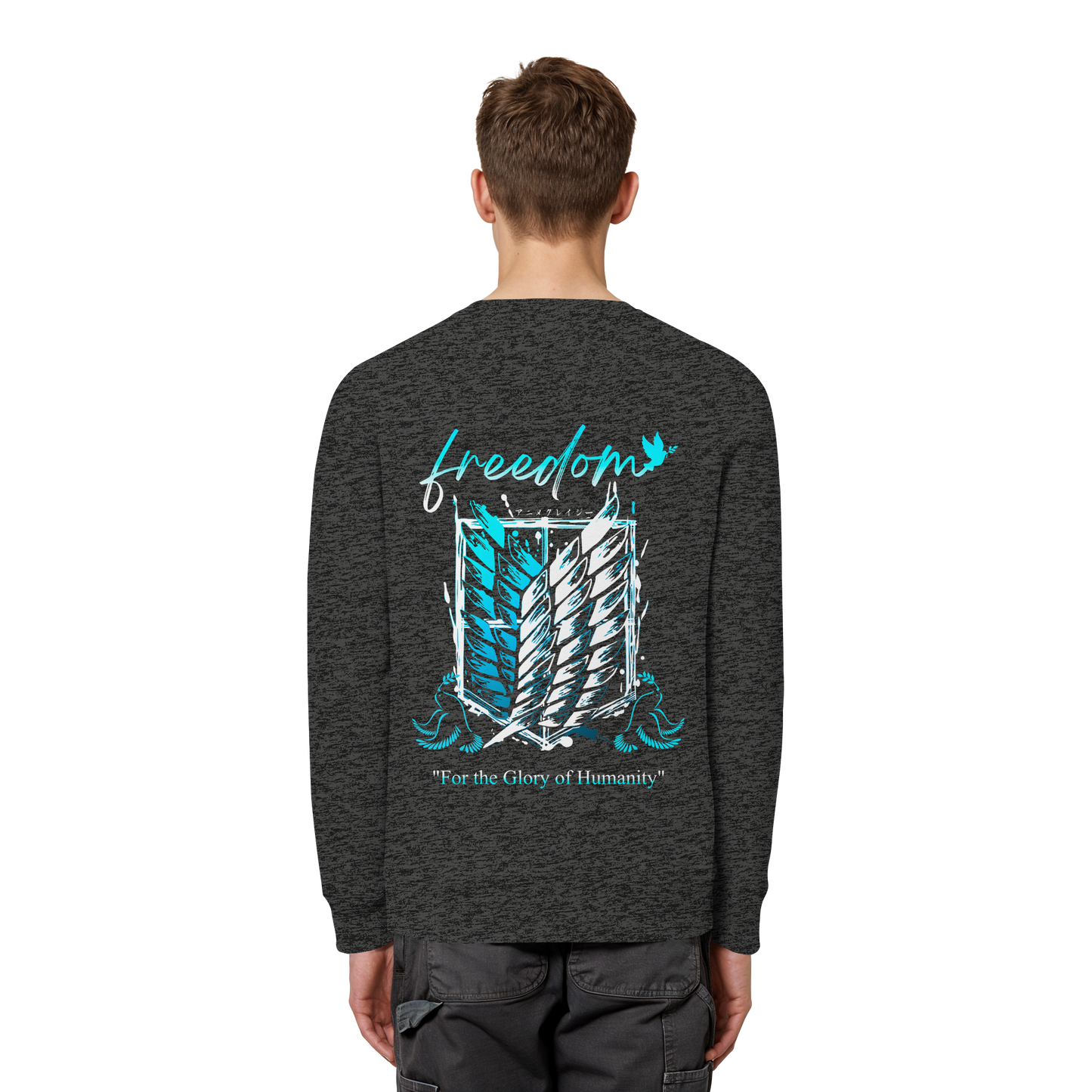 "Blue Rebellion - Wings Of Hope" Back Organic Unisex Sweatshirt