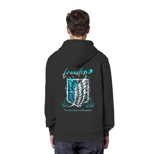 "Blue Rebellion - Wings Of Hope" Back Organic Classic Hoodie