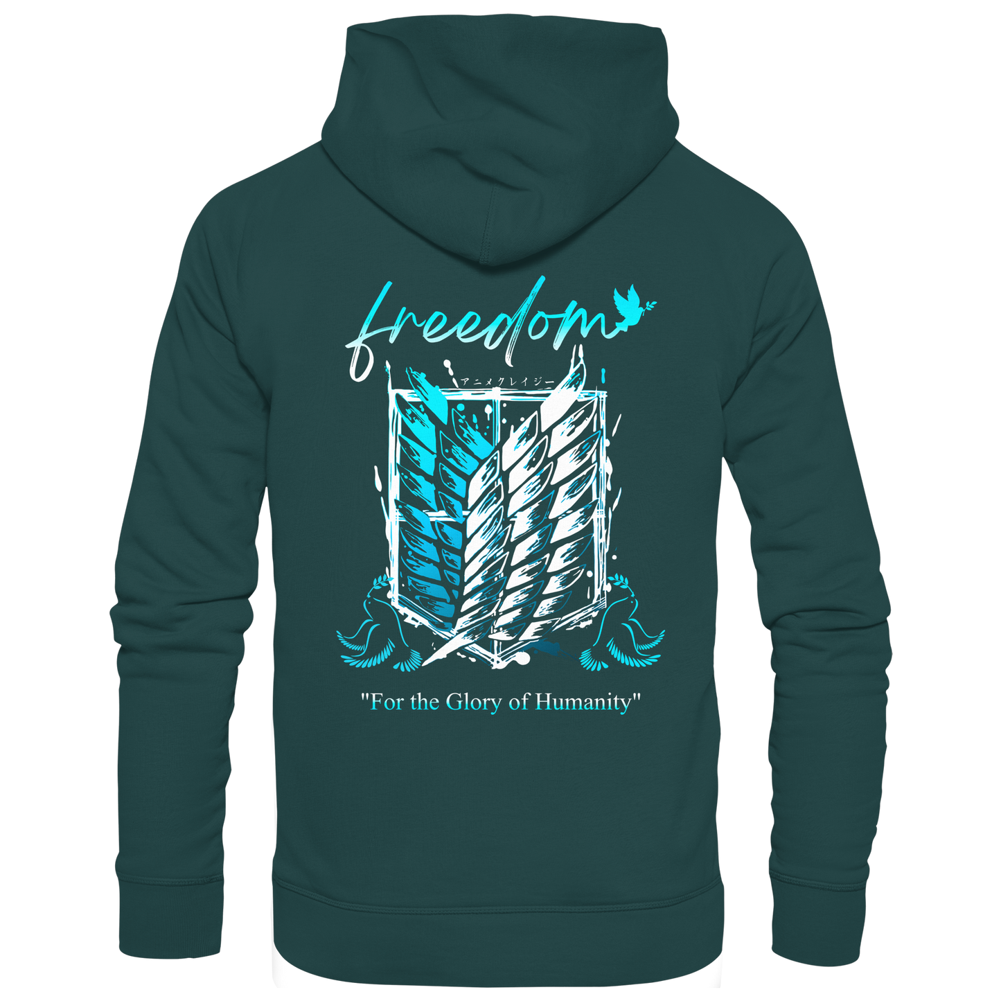 "Blue Rebellion - Wings Of Hope" Back Organic Classic Hoodie