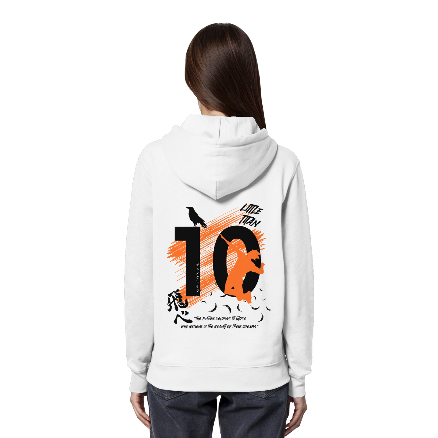 "Little Titan" Back White Organic Classic Hoodie