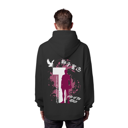 "God Of The Attack" Back Organic Oversize Hoodie
