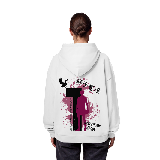 "God Of The Attack" Back Organic Oversize Hoodie