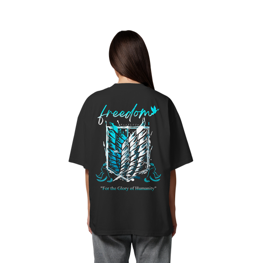 "Blue Rebellion - Wings Of Hope" Back Organic Oversized Shirt