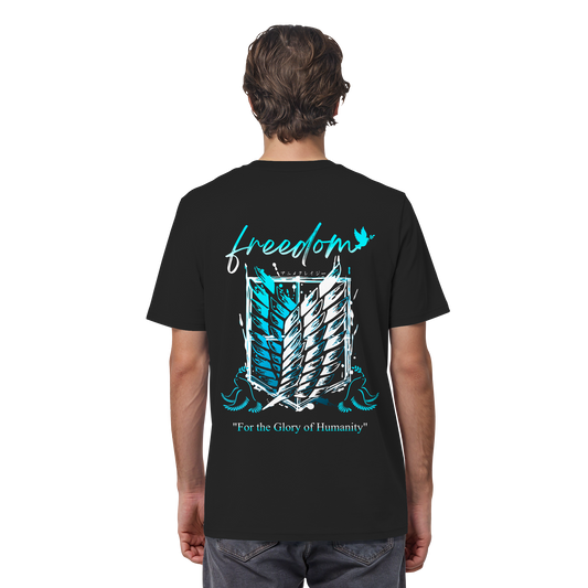 "Blue Rebellion - Wings Of Hope" Back Organic Regular Shirt