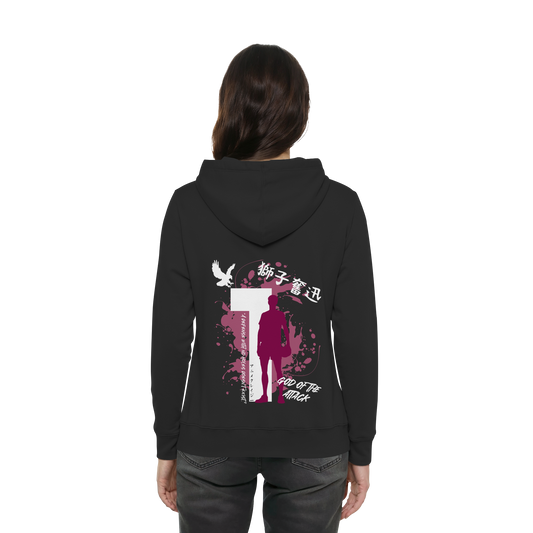 "God Of The Attack" Back Black Women Organic Hoodie