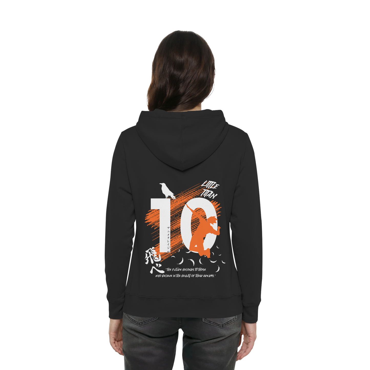 "Little Titan" Back Black Women Organic Hoodie