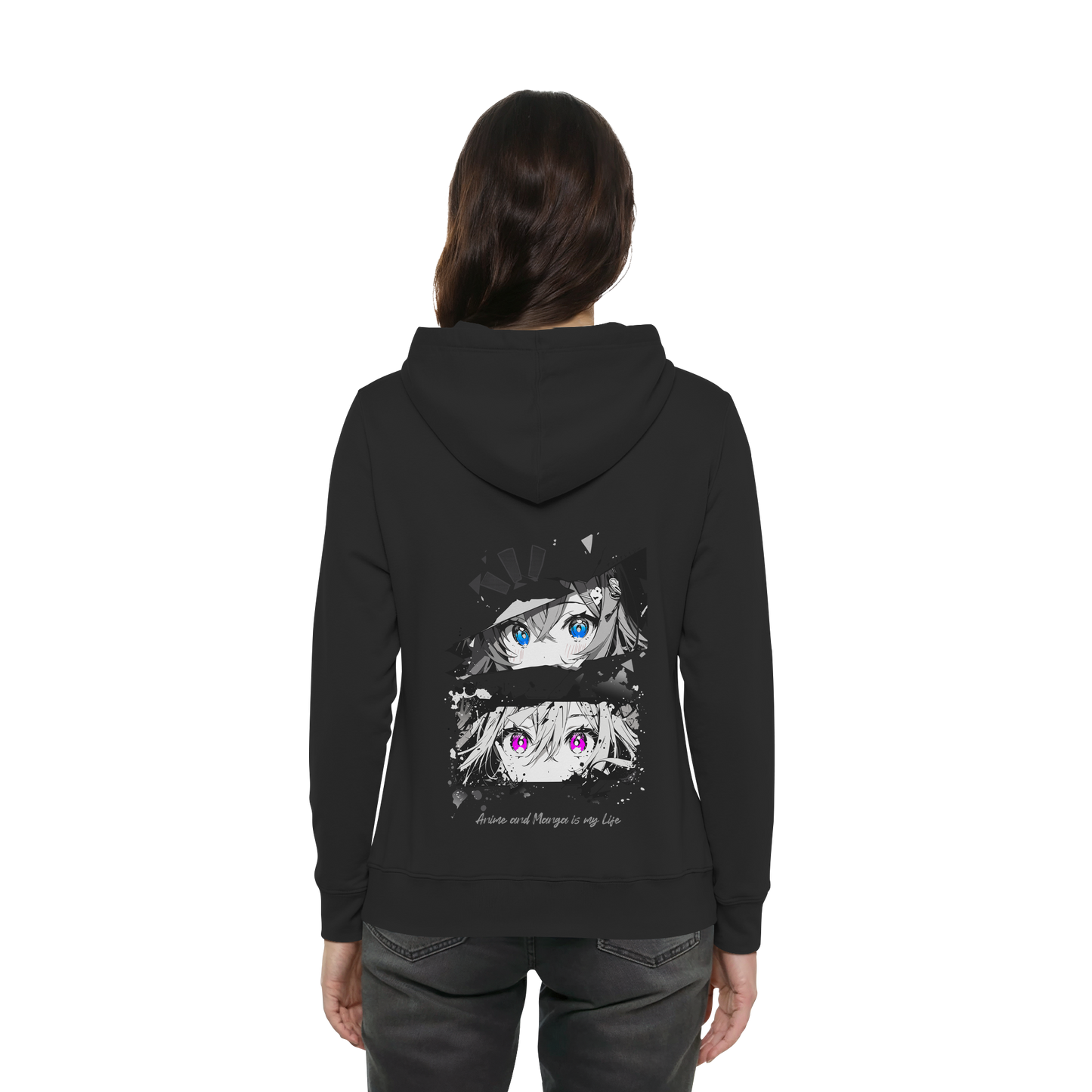 "Anime Eyes" Back - Womens Organic Hoodie B&C