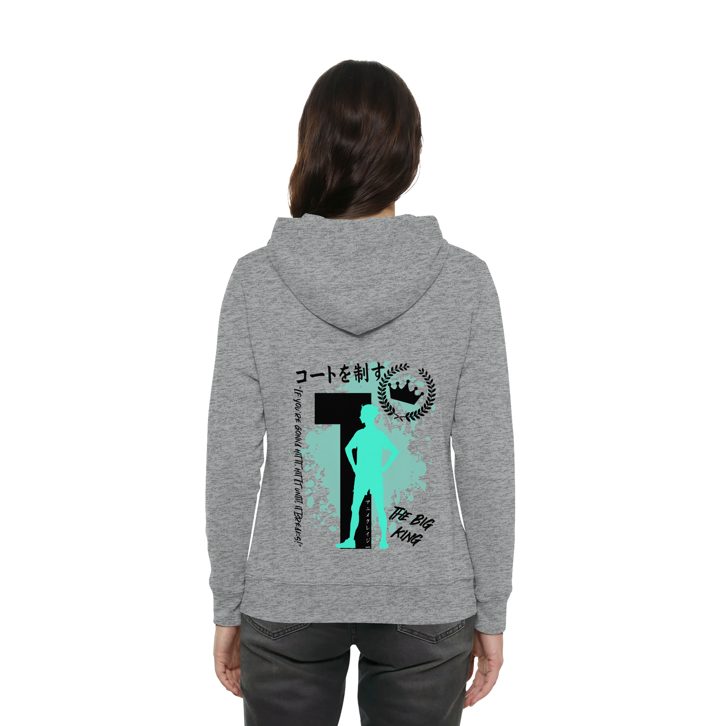 "The Big King" Back Grey Women Organic Hoodie
