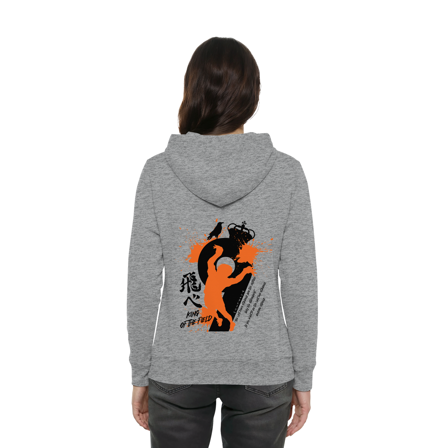 "King Of The Field 2.0" Back Grey Women Organic Hoodie