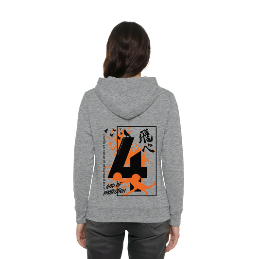 "God Of Protection" Back Grey Women Organic Hoodie