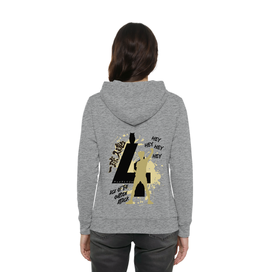"Ace Of The Outside Attack" Back Grey Women Organic Hoodie