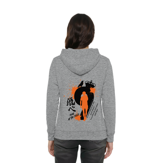 "King Of The Field" Back Grey Women Organic Hoodie
