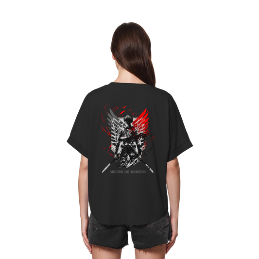 "Wings of Resolve" Back Womens Organic Rolled Sleeves Shirt