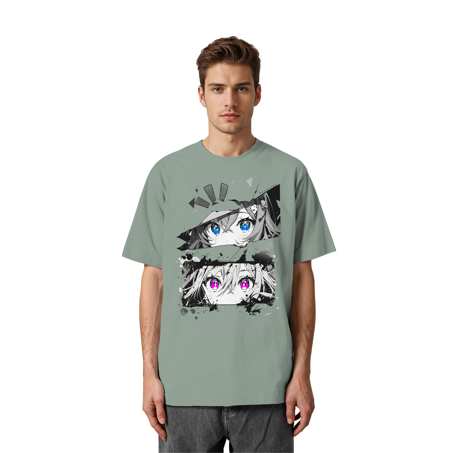 "Anime Eyes" Front - Heavy Oversized Organic Shirt