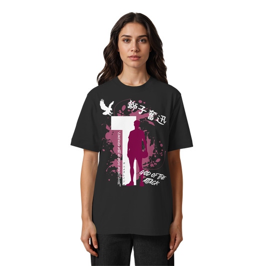 "God Of The Attack" Front Organic Heavy Oversized Shirt