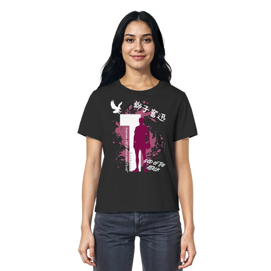"God Of The Attack" Front Black Women Organic Shirt