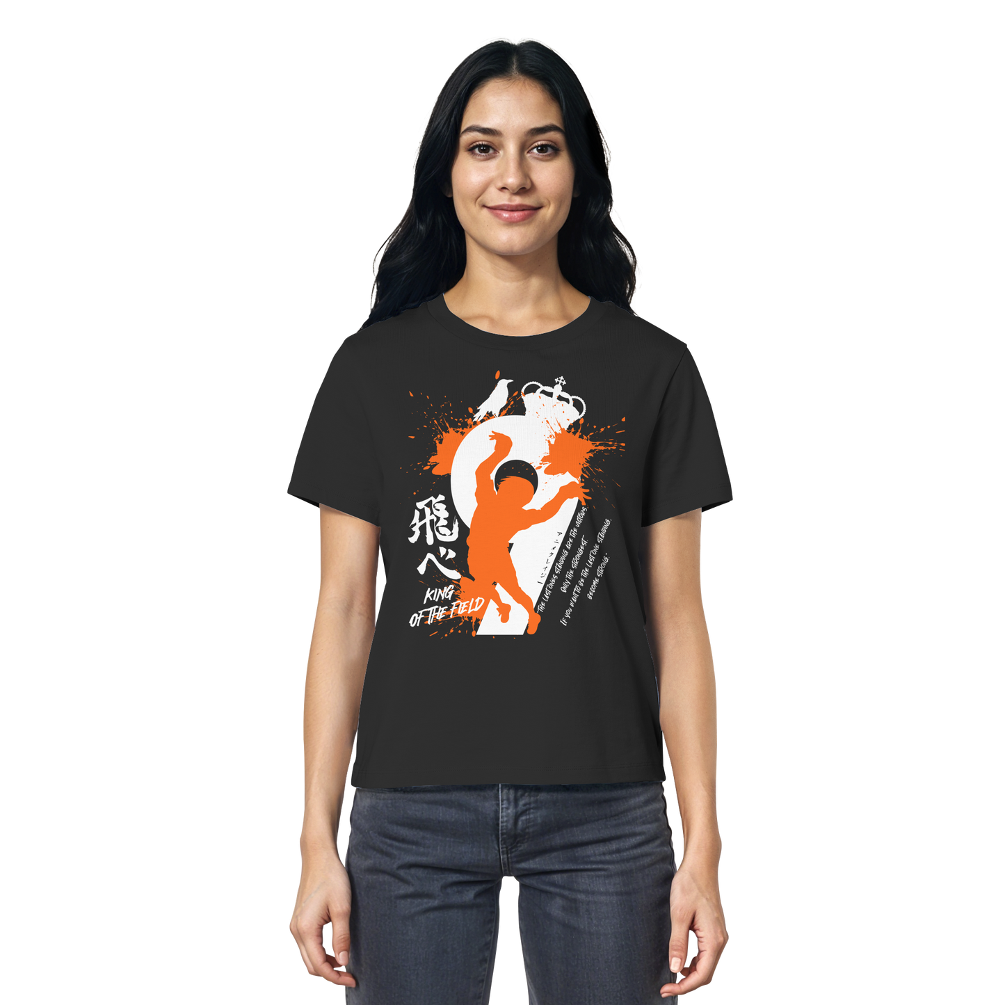 "King Of The Field 2.0" Front Black Women Organic Shirt