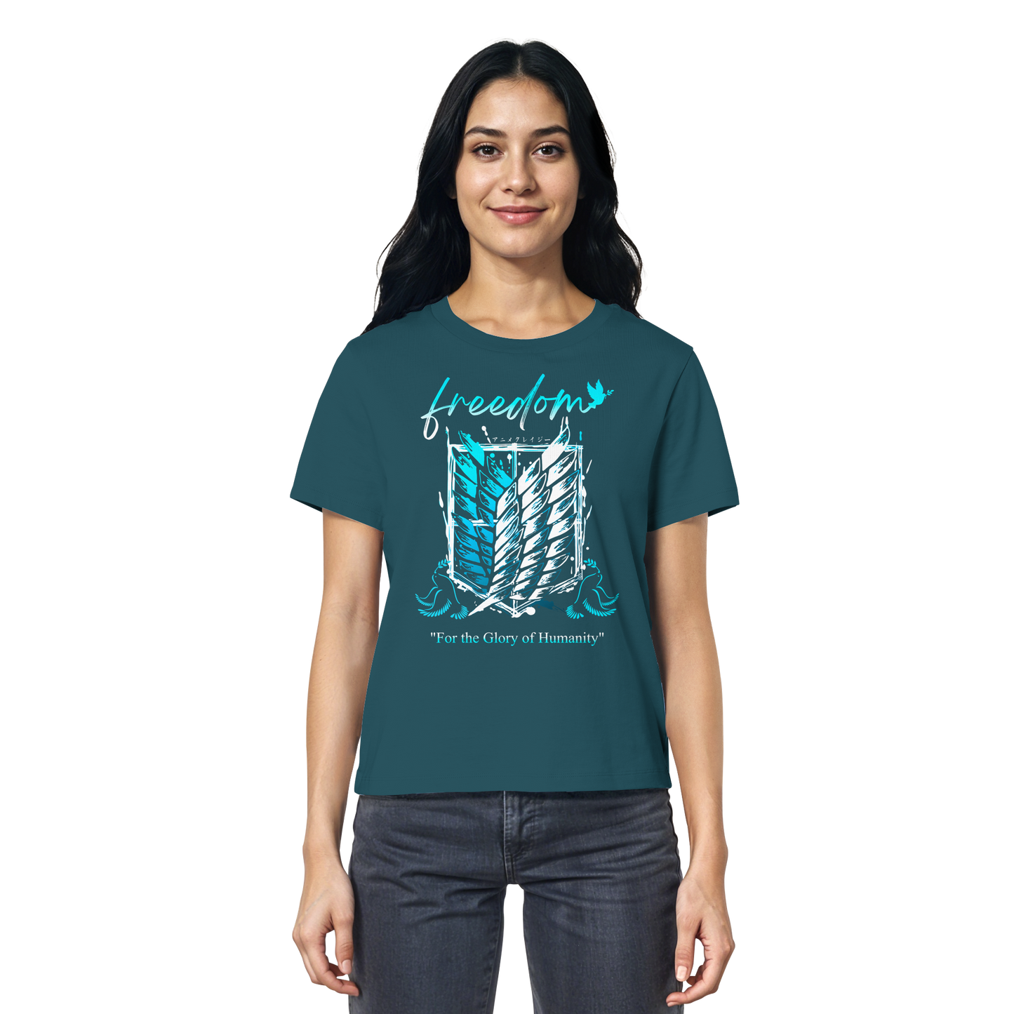 "Blue Rebellion - Wings Of Hope" Front Women Organic Shirt