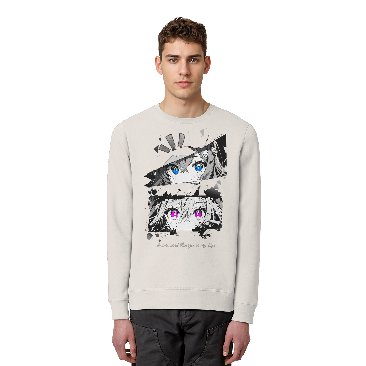 "Anime Eyes" Front - Organic Basic Unisex Sweatshirt