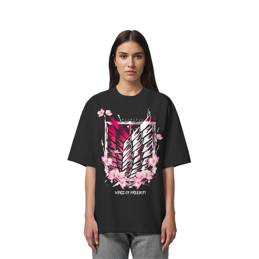 "Petals of Liberation“ Front Organic Oversized Shirt