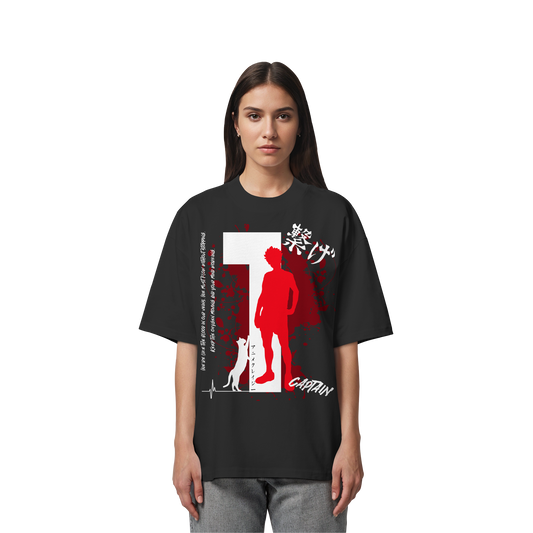 "Captain" Front Black Organic Oversize Shirt