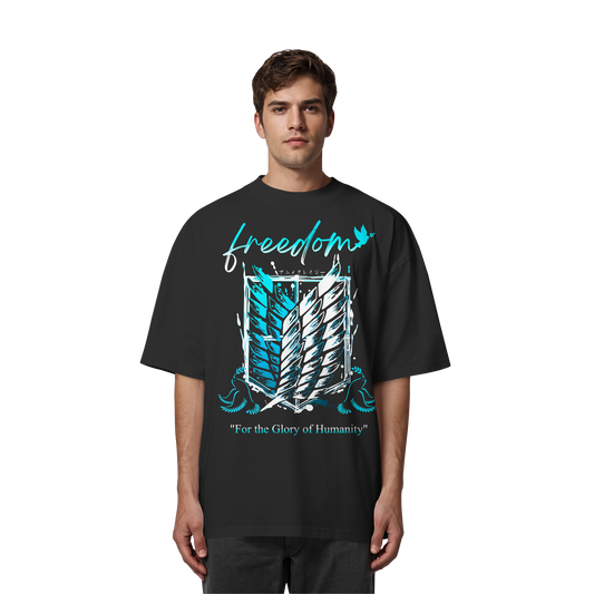 "Blue Rebellion - Wings Of Hope" Front Organic Oversized Shirt