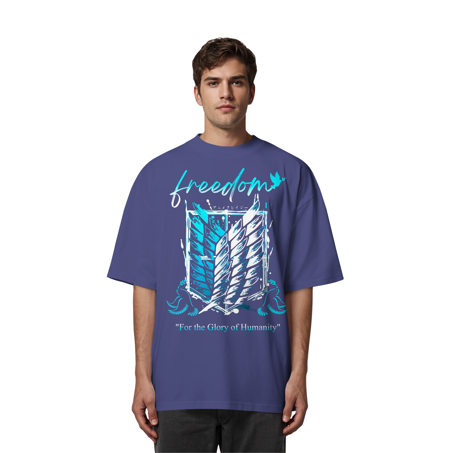 "Blue Rebellion - Wings Of Hope" Front Organic Oversized Shirt