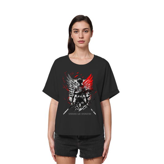"Wings Of Resolve" Front Women Organic Rolled Sleeves Shirt