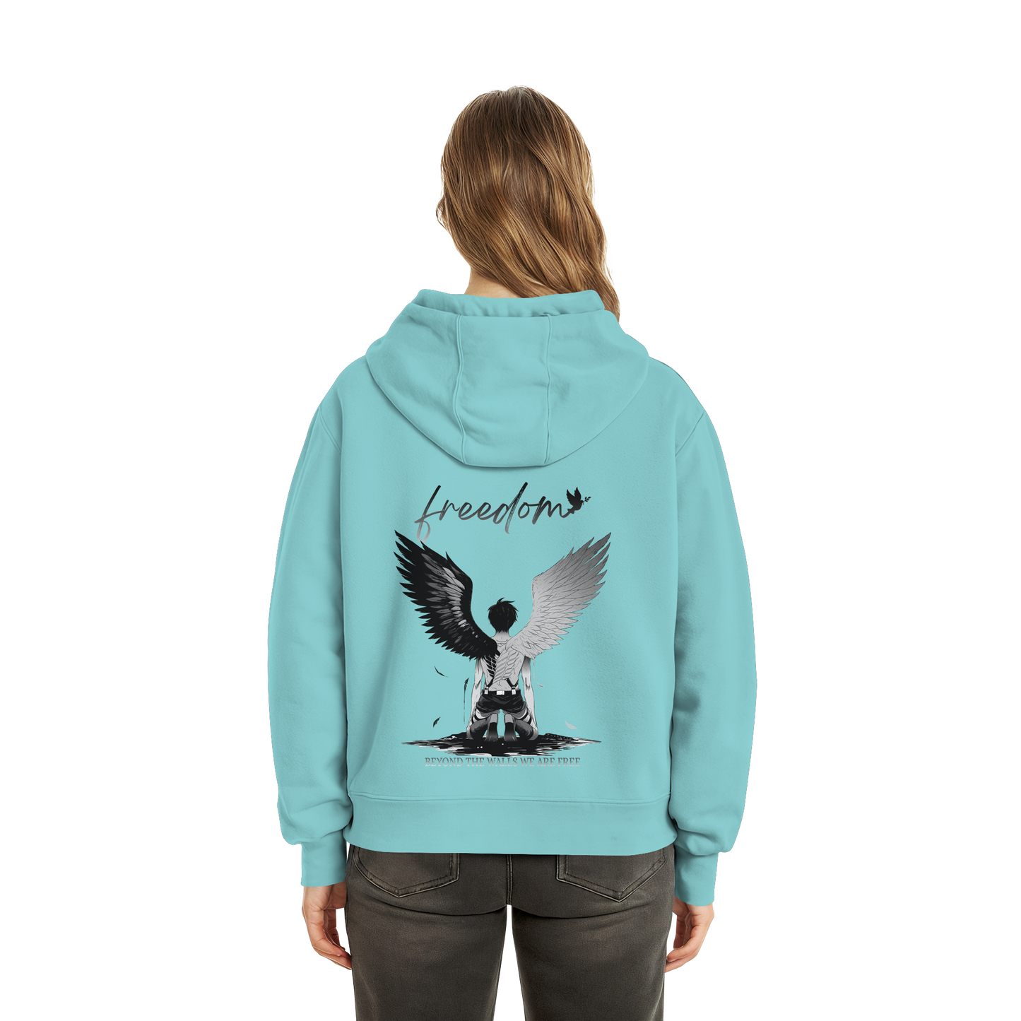 "Freedom" Back Fluffy Boxcut Hoodie