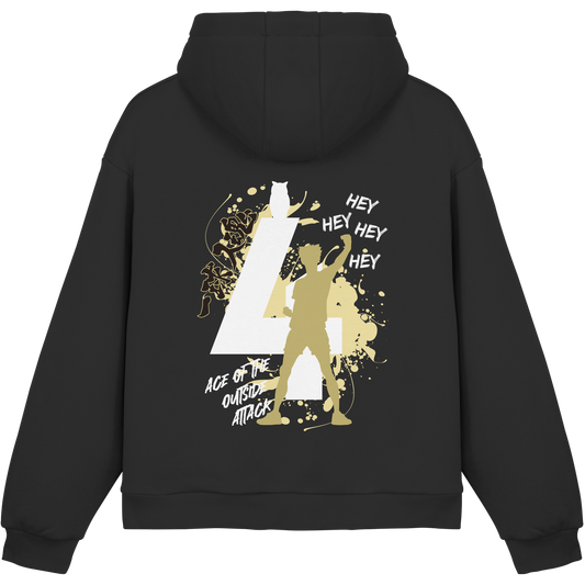 "Ace Of The Outside Attack" Back Black Fluffy Boxcut Hoodie