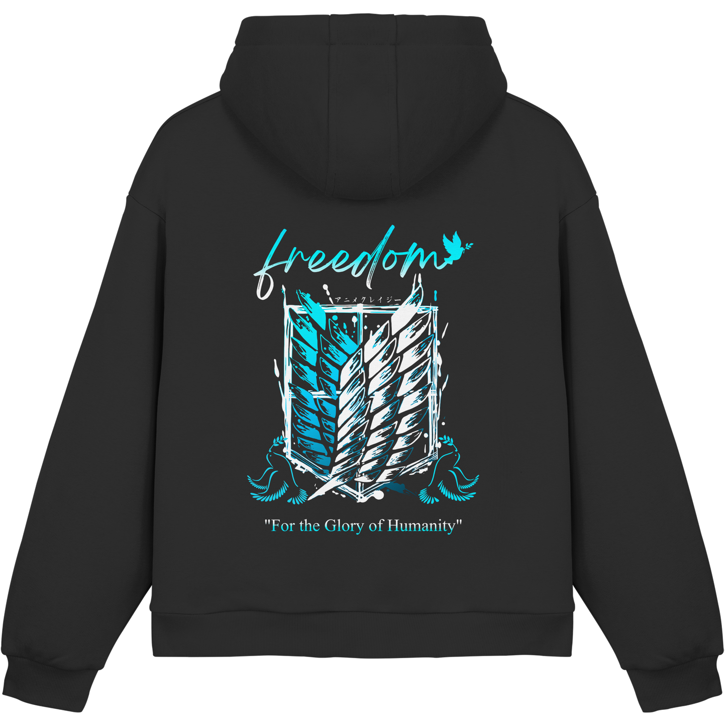 "Blue Rebellion - Wings Of Hope" Back Fluffy Boxcut Hoodie
