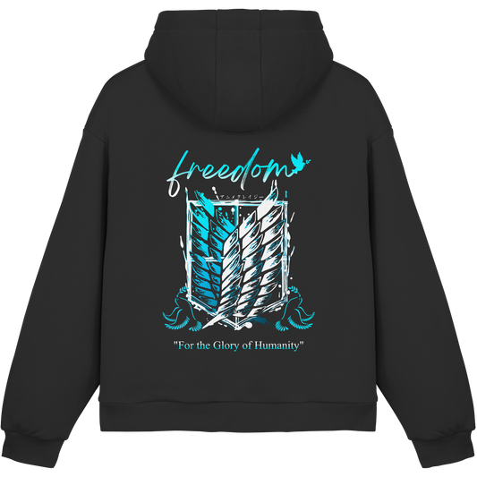 "Blue Rebellion - Wings Of Hope" Back Fluffy Boxcut Hoodie