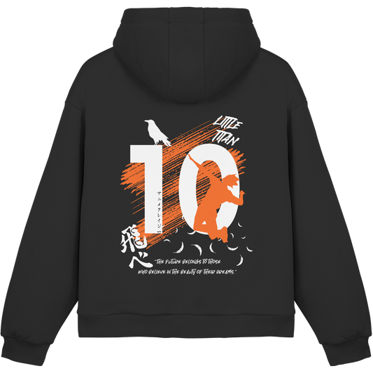 "Little Titan" Back Black Fluffy Boxcut Hoodie