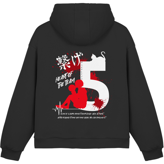 "Heart Of The Team" Back Black Fluffy Boxcut Hoodie